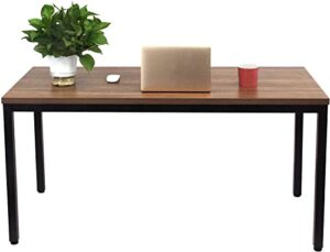 biboc 24x55 inches computer desk/dining table, office desk, composite wood board sturdy writing workstation for home office walnut and black legs