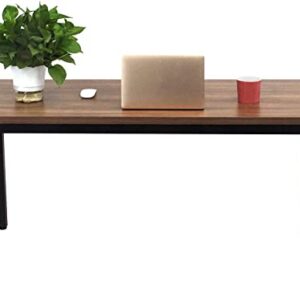 BIBOC 24X55 inches Computer Desk/Dining Table, Office Desk, Composite Wood Board Sturdy Writing Workstation for Home Office Walnut and Black Legs