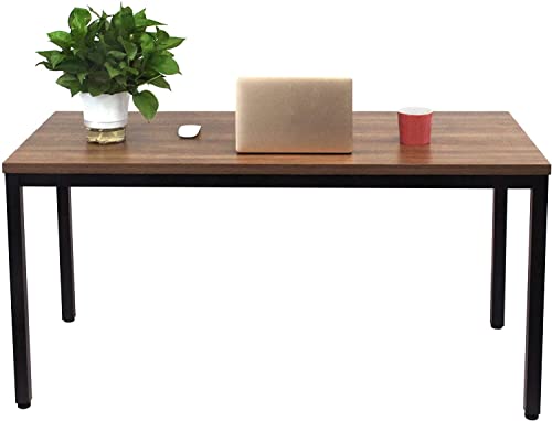 BIBOC 24X55 inches Computer Desk/Dining Table, Office Desk, Composite Wood Board Sturdy Writing Workstation for Home Office Walnut and Black Legs