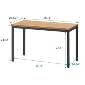 BIBOC 24X55 inches Computer Desk/Dining Table, Office Desk, Composite Wood Board Sturdy Writing Workstation for Home Office Walnut and Black Legs