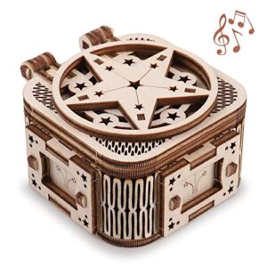 gudoqi 3d puzzle music box, 3d wooden puzzle for adults to build, wood model kit, diy assembly toy, great gift for birthday halloween