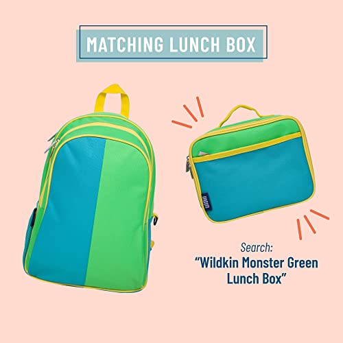 Wildkin 15-Inch Kids Backpack for Boys & Girls, Perfect for Early Elementary Daycare School Travel, Features Padded Back & Adjustable Strap (Monster Green)