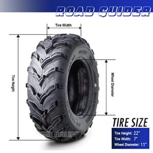 Set 2 Road Guider ATV Mud Tires 22x7-11 22X7X11 6PR 20mm deep tread for Honda Recon 250 Suzuki Ozark 250