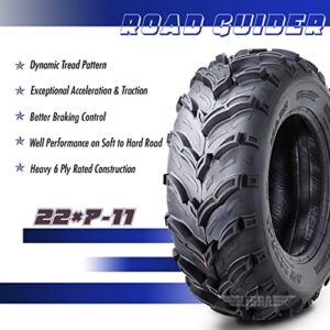 Set 2 Road Guider ATV Mud Tires 22x7-11 22X7X11 6PR 20mm deep tread for Honda Recon 250 Suzuki Ozark 250