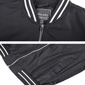 TACVASEN Black Track Jacket For Men Zipper Bomber Men's Jackets For Spring And Fall Men's Casual Jacket Outdoor Windbreaker Lightweight Bomber Jackets