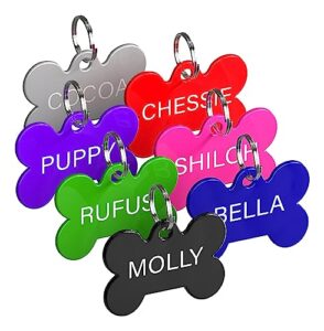 pet id tag custom for dog cat personalized | many shapes and colors to choose from | made in usa | strong anodized aluminum (large, bone)