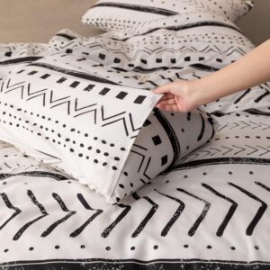 Smoofy Aztec White Bedding Sets Queen Size, Folkloric Art Pattern Boho Aztec Comforter Set with Soft Microfiber Fill Bedding, 1 Comforter 2 Pillowcases