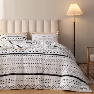 Smoofy Aztec White Bedding Sets Queen Size, Folkloric Art Pattern Boho Aztec Comforter Set with Soft Microfiber Fill Bedding, 1 Comforter 2 Pillowcases