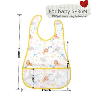 Baby bibs Waterproof Toddler bib - Feeding bib with Pocket for Infant Boy Girl Washable 6-36M