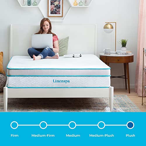 Linenspa 12 Inch Memory Hybrid-Edge Support-Quilted Foam Cover Mattress, Plush Mattress Queen