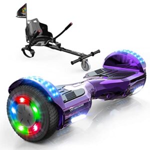 evercross hoverboard, self balancing scooter hoverboard with seat attachment, 6.5" hover board scooter with bluetooth speaker & led lights, hoverboards suit for kids