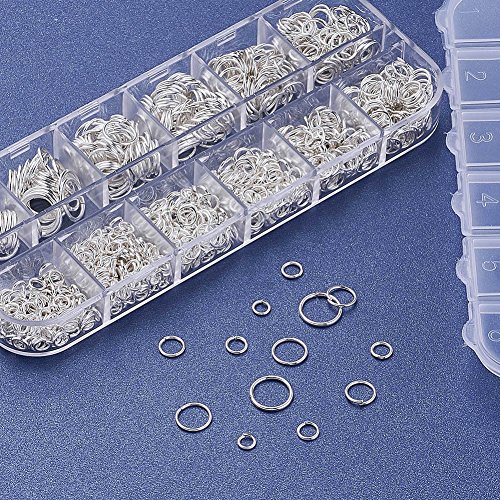 Pandahall 4-10mm Brass Open Jump Rings Connectors Silver Plated Unsoldered Nickel Free for Craft Earring Necklace Bracelet Jewelry Making (50g/Box)