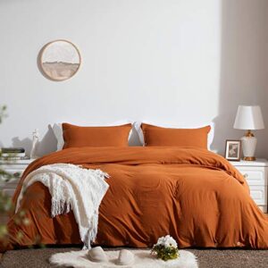 sunstyle home twin size duvet cover set with buttons closure umber, 2 pieces solid color ultra soft skin-friendly comforter cover set (1 duvet cover +1 pillowcase)