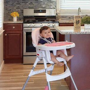 Dream On Me Portable 2-in-1 Tabletalk High Chair, Convertible Compact Light Weight Highchair, Pink