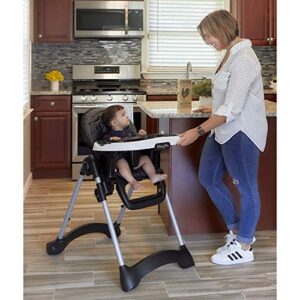 Dream On Me Solid Times High Chair for Babies and Toddlers in Black, Multiple Recline and Height Positions, Lightweight Portable Baby High Chair, 5 point Safety Harness, Easy to Clean Surface