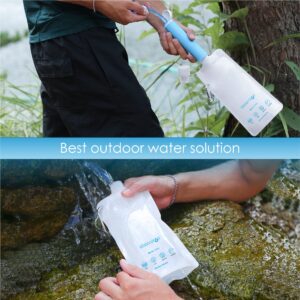 Waterdrop Water Pouch for Drinking, Hiking Water Bag, Pouch Water Bottle, Compatible with Filter Straw, Reuseable, Foldable, BPA-Free, 16 oz, Pack of 3