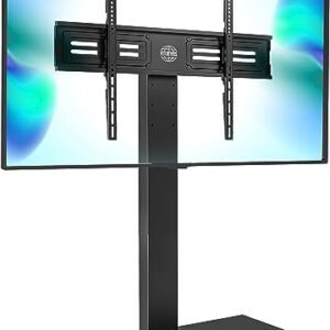 FITUEYES Iron Base Universal Floor TV Stand with Swivel Mount Space Saving for 50-85 Inch LED LCD OLED Plasma Flat Panel or Curved Screen TVs Height Adjustable Wire Management (Black)