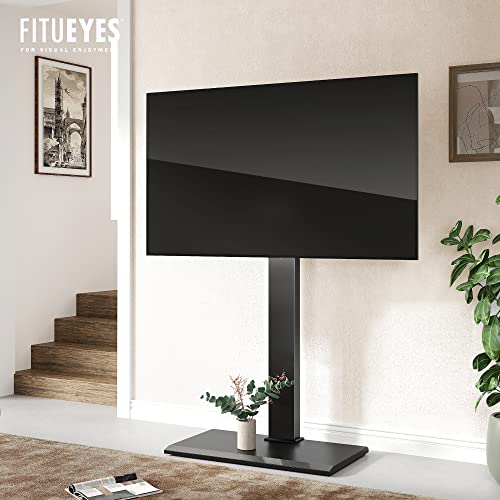 FITUEYES Iron Base Universal Floor TV Stand with Swivel Mount Space Saving for 50-85 Inch LED LCD OLED Plasma Flat Panel or Curved Screen TVs Height Adjustable Wire Management (Black)