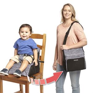 kolcraft travel duo 2-in-1 portable booster seat and diaper bag - space grey