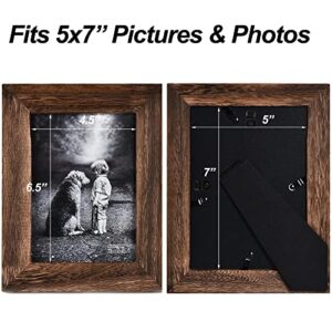 Yaetm-5x7 Picture Frame, Natural Solid Wood Photo Frame Display for Tabletop And Wall High Definition Glass Carbonized Black(2 pack)