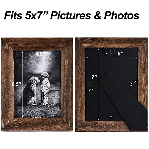 Yaetm-5x7 Picture Frame, Natural Solid Wood Photo Frame Display for Tabletop And Wall High Definition Glass Carbonized Black(2 pack)