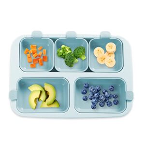 nestique silicone plates for baby & toddlers, divided plates design | microwave & dishwasher safe, bpa free toddler plates, baby food tray | baby kids modular plates mint