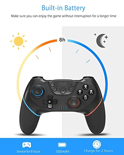 Switch Controller, Wireless Pro Controller for Switch/Switch Lite/Switch OLED, Switch Remote Gamepad with Joystick, Adjustable Turbo Vibration, Ergonomic Non-Slip