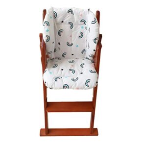 Baby High Chair Cushion, Thick Pad for Wooden High Chair, Baby Dining Chair Liner Mat(Blue Rainbow)