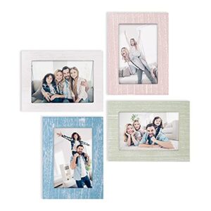 eletecpro 4x6 picture frame set of 4 - wooden designs wall decor - table top & wall mount photo frame - vertical & horizontal - rustic home décor picture frames