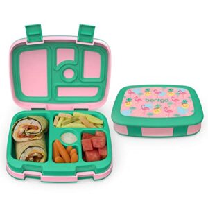 bentgo® kids prints leak-proof, 5-compartment bento-style kids lunch box - ideal portion sizes for ages 3 to 7 - bpa-free, dishwasher safe, food-safe materials (tropical)