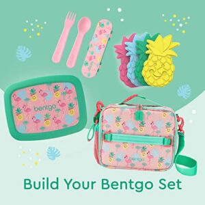 Bentgo® Kids Prints Leak-Proof, 5-Compartment Bento-Style Kids Lunch Box - Ideal Portion Sizes for Ages 3 to 7 - BPA-Free, Dishwasher Safe, Food-Safe Materials (Tropical)