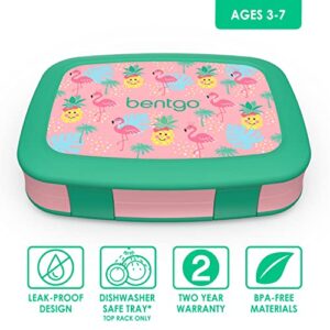 Bentgo® Kids Prints Leak-Proof, 5-Compartment Bento-Style Kids Lunch Box - Ideal Portion Sizes for Ages 3 to 7 - BPA-Free, Dishwasher Safe, Food-Safe Materials (Tropical)