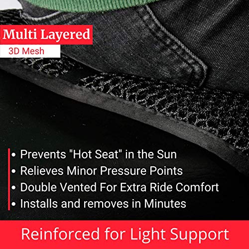 Badass Moto ATV Seat Covers: Motorcycle Seat Cushion. 3DMesh Cooling Air Flow Motorcycle seat pad. Versatile Powersports ATV Seat Protector Stops Hot Seat, Swass. Quick-Dry, Hide Ugly Rips.