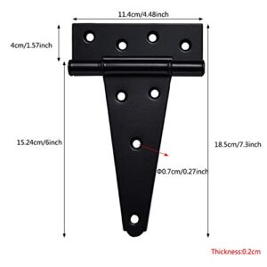 6 Inch T-Strap Heavy Duty Shed Door Hinges,Black Tee Hinge for Wooden Fences,Yard Door,Barn Door Gates, Wrought Hardware Rustproof,4 PCS