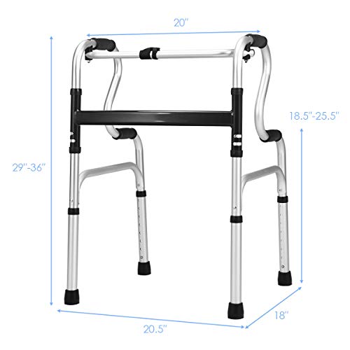 Goplus 3-in-1 Stand-Assist Folding Walker, 400LBS FDA Certification Heavy Duty Walking Mobility Aid, Can be Used as Toilet Safety Rail, Height Adjustable Narrow Drive Walkers for Seniors Elderly Adult