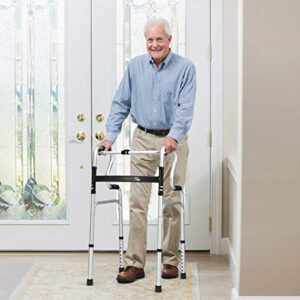 Goplus 3-in-1 Stand-Assist Folding Walker, 400LBS FDA Certification Heavy Duty Walking Mobility Aid, Can be Used as Toilet Safety Rail, Height Adjustable Narrow Drive Walkers for Seniors Elderly Adult