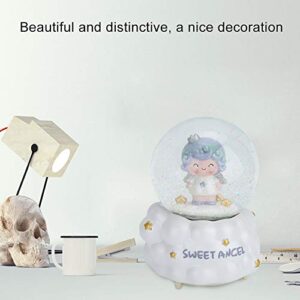 Haofy Lovely Little Angel Automatic Snow Fall Snow Globe, Cute Figurine Crystal Ball,Night Light Music Snow Globes Decor, Home Decoration Ornament(大号BB9040天使 白底座)