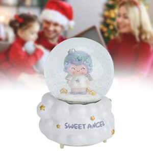 Haofy Lovely Little Angel Automatic Snow Fall Snow Globe, Cute Figurine Crystal Ball,Night Light Music Snow Globes Decor, Home Decoration Ornament(大号BB9040天使 白底座)