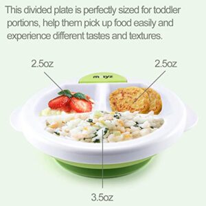 Matyz Baby Feeding Suction Warm Plate with Draining and Drying Design - Stay Put Divided Plate for Kids - Including 1 Toddler Plate and 2 Spoons - Microwave & Dishwasher Safe (Green)