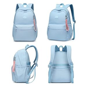 Caran·Y Kids Backpack Girls and Boys Classic School Backpack Light Weight Two Size Multi-pocket Aqua-Blue Suitable for ages 6+ and above（Aqua Blue）