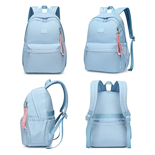 Caran·Y Kids Backpack Girls and Boys Classic School Backpack Light Weight Two Size Multi-pocket Aqua-Blue Suitable for ages 6+ and above（Aqua Blue）