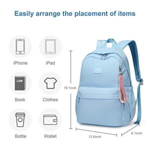 Caran·Y Kids Backpack Girls and Boys Classic School Backpack Light Weight Two Size Multi-pocket Aqua-Blue Suitable for ages 6+ and above（Aqua Blue）