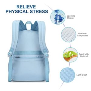 Caran·Y Kids Backpack Girls and Boys Classic School Backpack Light Weight Two Size Multi-pocket Aqua-Blue Suitable for ages 6+ and above（Aqua Blue）