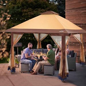 OUTDOOR LIVING SUNTIME Instant Pop Up Patio Gazebo with Full Netting for Family Parties and Outdoor Activities(Netting Sidewalls)