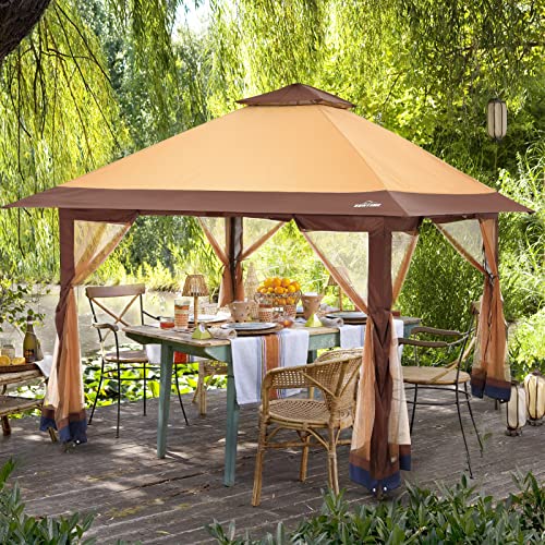 OUTDOOR LIVING SUNTIME Instant Pop Up Patio Gazebo with Full Netting for Family Parties and Outdoor Activities(Netting Sidewalls)