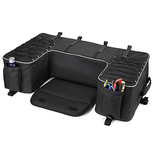 KEMIMOTO ATV Storage Bags ATV Rear Seat Bag Rack Bag Water-Resistant w/Cushion Removable Built-In Frame ATV Cargo Bag Large Four Wheeler Gear Bag Back Seat for Passenger