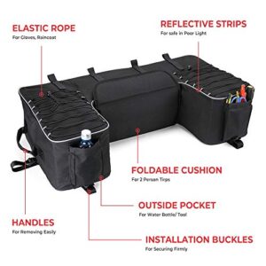 KEMIMOTO ATV Storage Bags ATV Rear Seat Bag Rack Bag Water-Resistant w/Cushion Removable Built-In Frame ATV Cargo Bag Large Four Wheeler Gear Bag Back Seat for Passenger