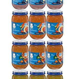 Gerber 3rd Foods Jar Variety Pack - 3 Jars of Banana Blueberry Rice Pudding, 3 Jars of Pasta Marinara, 3 Jars of Pasta Primavera, 3 Jars of Garden Veggies & Rice - 6 OZ Jars (12 CT)