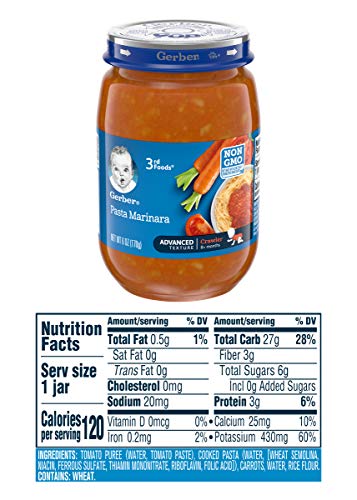 Gerber 3rd Foods Jar Variety Pack - 3 Jars of Banana Blueberry Rice Pudding, 3 Jars of Pasta Marinara, 3 Jars of Pasta Primavera, 3 Jars of Garden Veggies & Rice - 6 OZ Jars (12 CT)