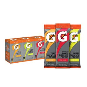 gatorade thirst quencher powder sticks, 3 flavor variety pack, (30 pack)